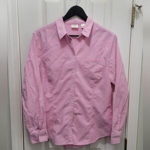 Classic Pink Striped Women's Button Down Shirt